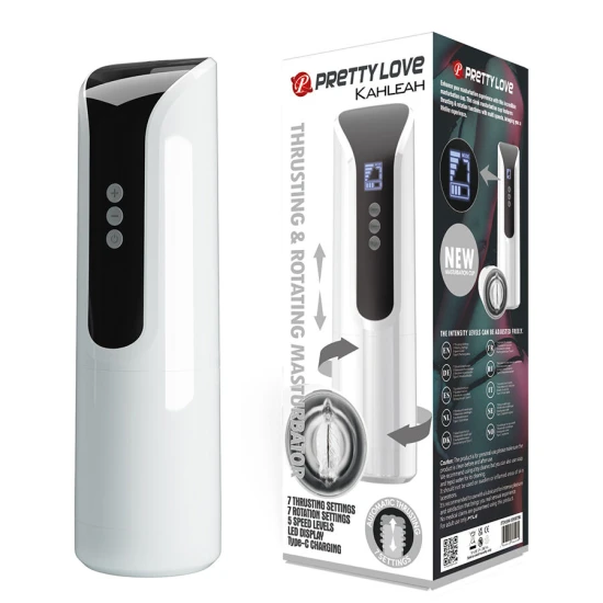 Masturbator automat cu împingere și rotație, LED, USB