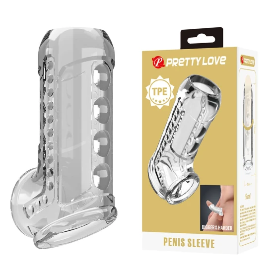 Husă penis texturată transparentă
