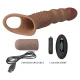 Mânecuță penis texturată cu vibrații și telecomandă, Roz