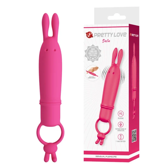 VIBRATOR DELIA RABBIT CU INEL DE REZISTENȚĂ, Roz