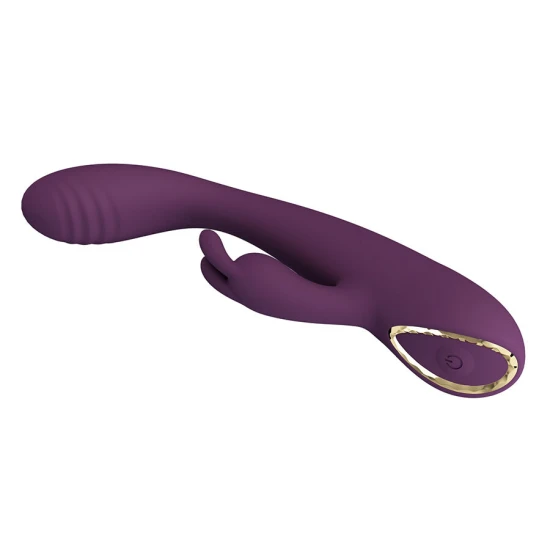 Vibrator iepure cu stimulator din silicon, mov