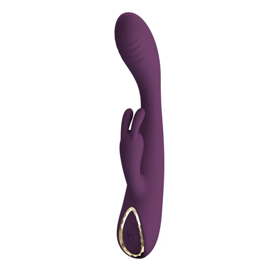 Vibrator iepure cu stimulator din silicon, mov