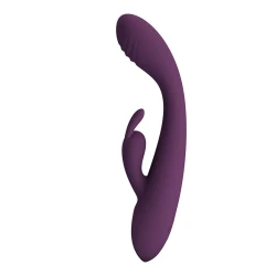 Vibrator iepure cu stimulator din silicon, mov