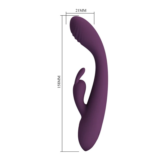 Vibrator iepure cu stimulator din silicon, mov