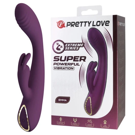 Vibrator iepure cu stimulator din silicon, mov