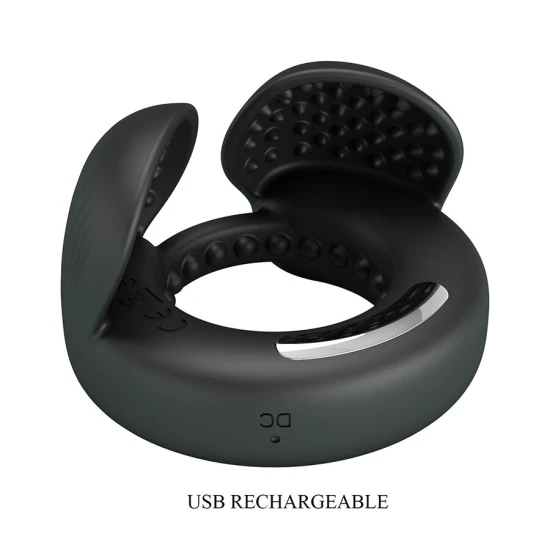 Inel penis cu stimulare testiculară Quentin, Negru
