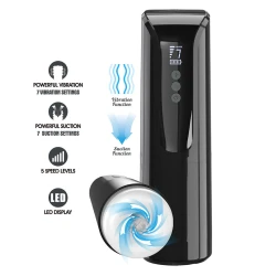 Masturbator Vibrant - Suction și Vibrații, Negru, Unic
