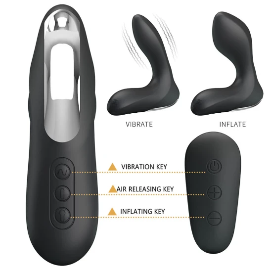 Masaj pentru prostată cu vibrații, telecomandă, Negru
