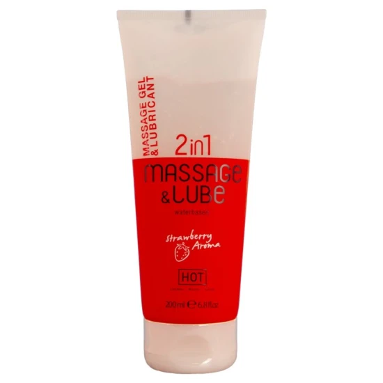 Gel 2-în-1 pentru masaj și lubrifiant, căpșuni, 200 ml