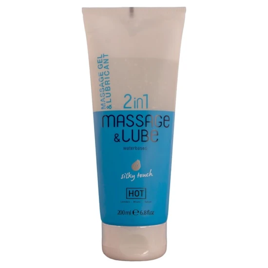 Gel de masaj & lubrifiant 2-în-1 Silky Touch, Negru, 200 ml
