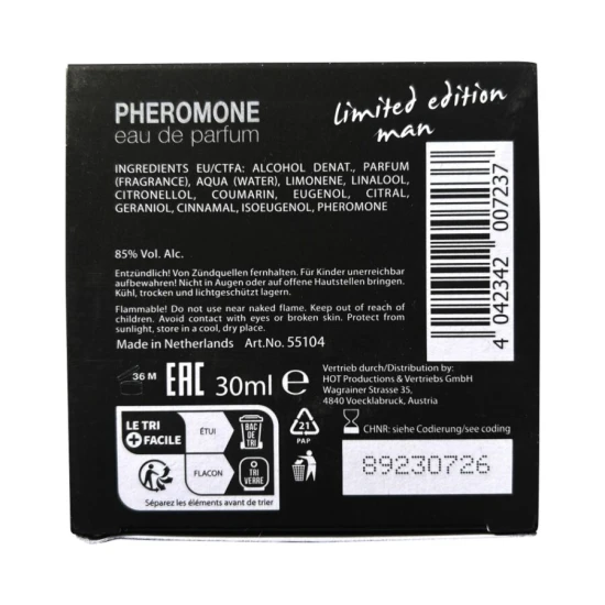 Parfum cu feromoni Ediție Limitată pentru bărbați, Negru. 30 ml