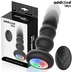 Plug anal cu vibrații și împingeri, LED, telecomandă, Negru