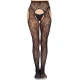 LEG AVENUE - Ciorapi tip suspensor cu model floral, Negru - ONE SIZE