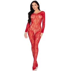LEG AVENUE - Bodystocking din dantelă, Roșu - One Size