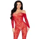LEG AVENUE - Bodystocking din dantelă, Roșu - One Size