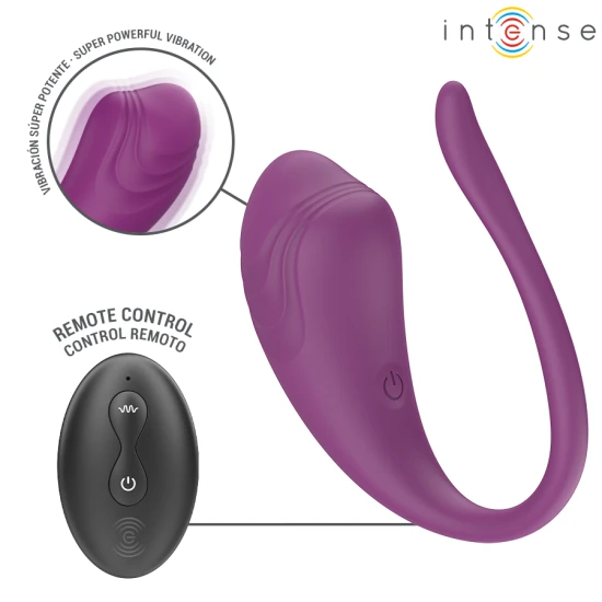 Ou vibrator din material flexibil, mov, cu telecomandă
