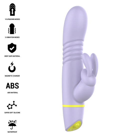 INTENSE - Stimulator Rabbit & Vibrator cu împingere, Roz
