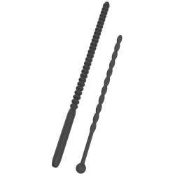 Set 2 dilatatoare uretrale striate din silicon, negru