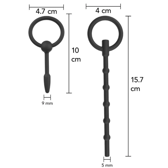 Set 2 sonde uretrale din silicon, negru, universal