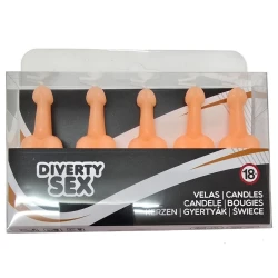 Set de 5 lumânări în formă de penis, culoare naturală
