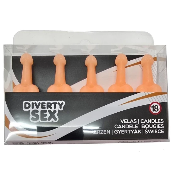 Set de 5 lumânări în formă de penis, culoare naturală