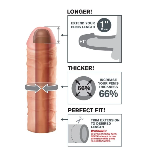 Manșon penis Mega 1 - Extensie, Crem, Mărime Unică.