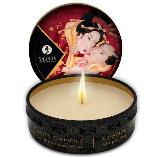 Lumânare de masaj cu aromă de căpșuni și cava - 30 ml