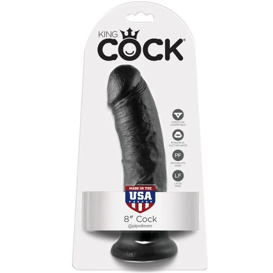 Dildo realist negru din cauciuc, 20,3 cm
