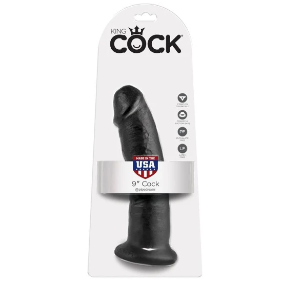 Dildo 9 Inch - Negru, 22.9 cm.