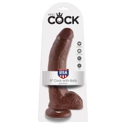 Dildo King Cock - Cu Bile, Maro, 22.9 cm