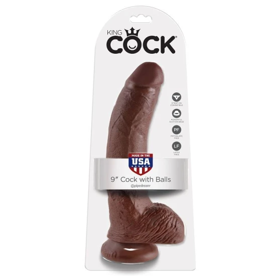 Dildo King Cock - Cu Bile, Maro, 22.9 cm