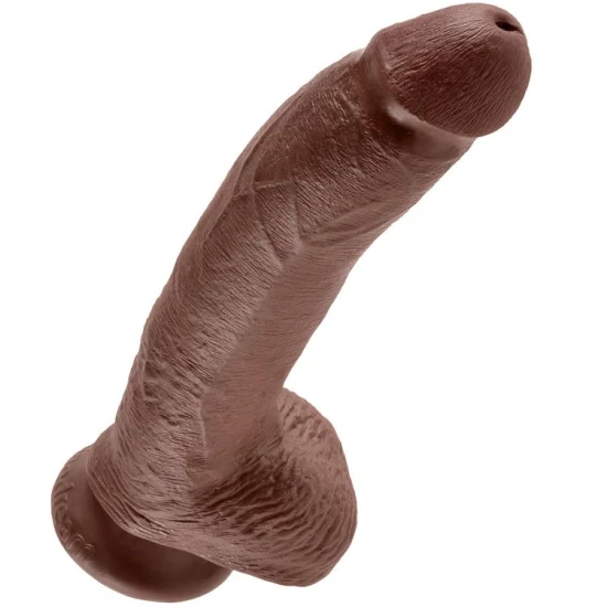 Dildo King Cock - Cu Bile, Maro, 22.9 cm