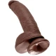 Dildo King Cock - Cu Bile, Maro, 22.9 cm