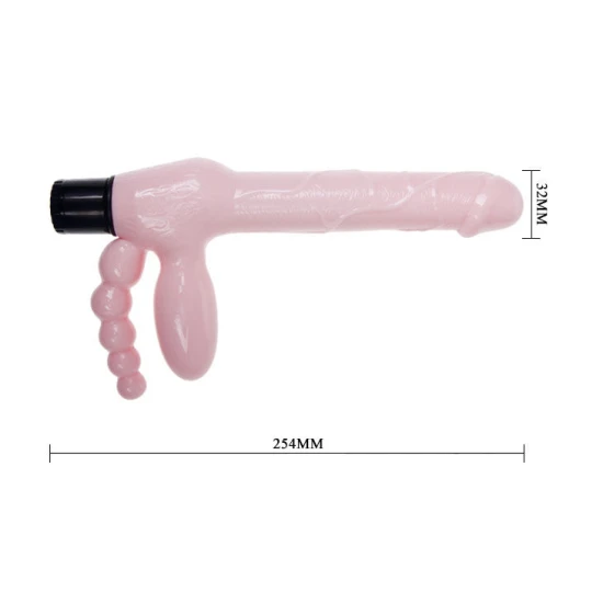 Ham fără curele cu vibrație și stimulare anală - 25.4 cm