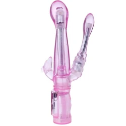 Vibrator flexibil din gelatină, cu stimulator anal