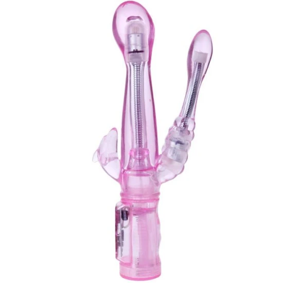 Vibrator flexibil din gelatină, cu stimulator anal