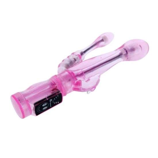 Vibrator flexibil din gelatină, cu stimulator anal