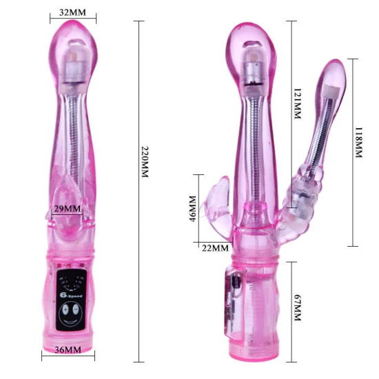 Vibrator flexibil din gelatină, cu stimulator anal