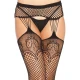 LEG AVENUE - Ciorapi tip plasă cu bretele, Negru
