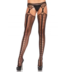 LEG AVENUE - Colanți cu jartieră, exclusivi, Negru