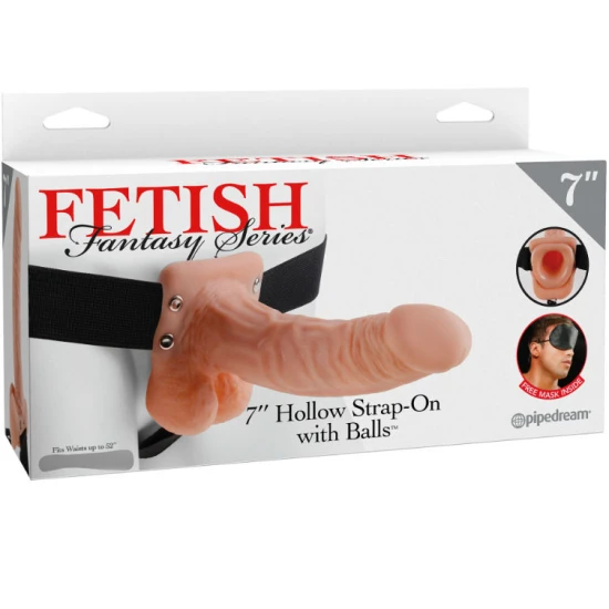 Set 7 - Ham cu dispozitiv tip strap-on gol cu bile, 17,8 cm, Flesh