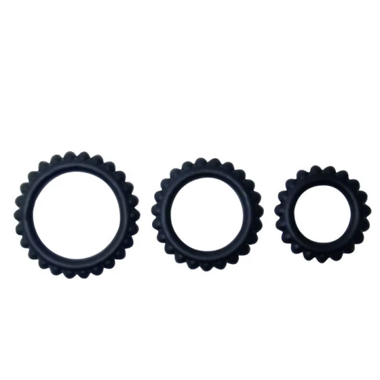 Set 3 inele pentru penis, Negru, 2.8 + 2.4 + 1.9 cm
