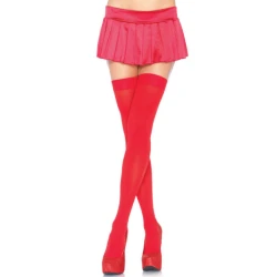 LEG AVENUE - Șosete tip thigh highs din nylon, Roșu