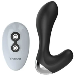 Masajer prostatic anal cu telecomandă din silicon, negru
