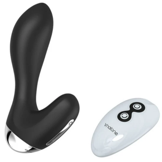 Masajer prostatic anal cu telecomandă din silicon, negru