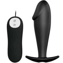 Plug Anal Pretty Love, Silicon, 12 Moduri Vibrații, Negru