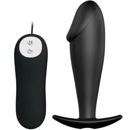 Plug Anal Pretty Love, Silicon, 12 Moduri Vibrații, Negru