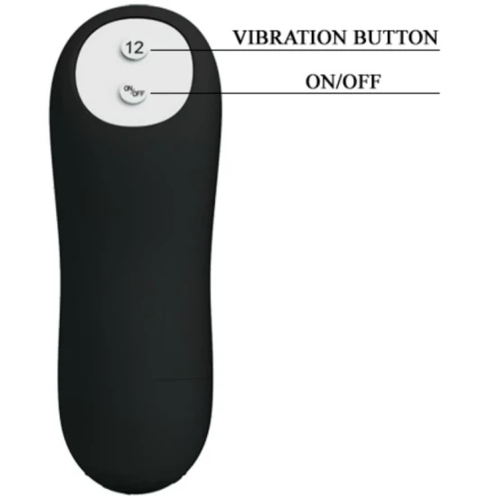 Plug Anal Pretty Love, Silicon, 12 Moduri Vibrații, Negru