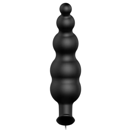 Plug anal din silicon, stimulare extra, Negru, telecomandă, 12 moduri de vibrație