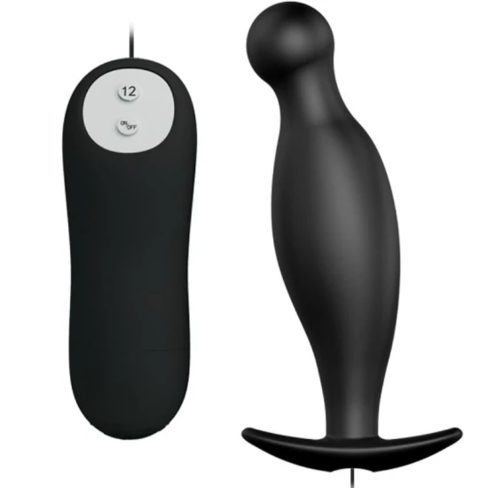 Plug Anal Pretty Love, Silicon, 12 Moduri Vibrații, Negru